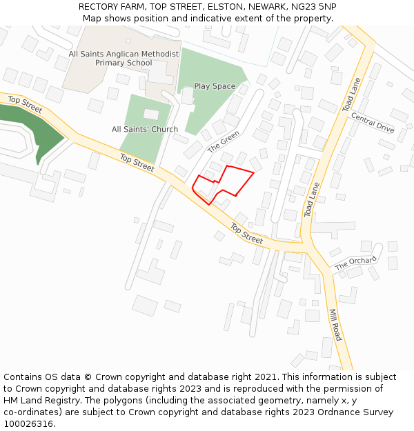 RECTORY FARM, TOP STREET, ELSTON, NEWARK, NG23 5NP: Location map and indicative extent of plot