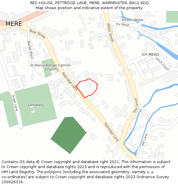 RED HOUSE, PETTRIDGE LANE, MERE, WARMINSTER, BA12 6DG: Location map and indicative extent of plot