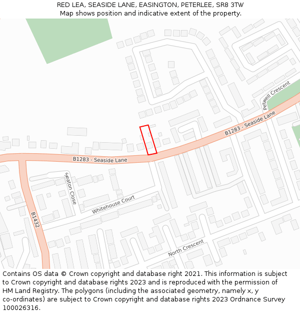 RED LEA, SEASIDE LANE, EASINGTON, PETERLEE, SR8 3TW: Location map and indicative extent of plot