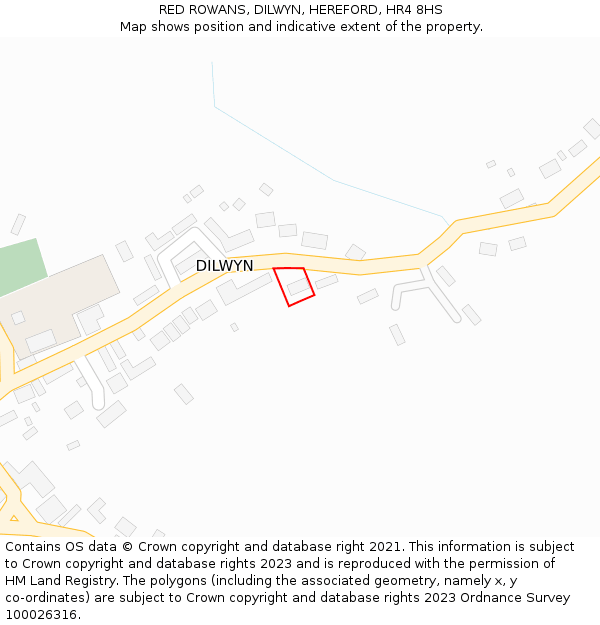 RED ROWANS, DILWYN, HEREFORD, HR4 8HS: Location map and indicative extent of plot