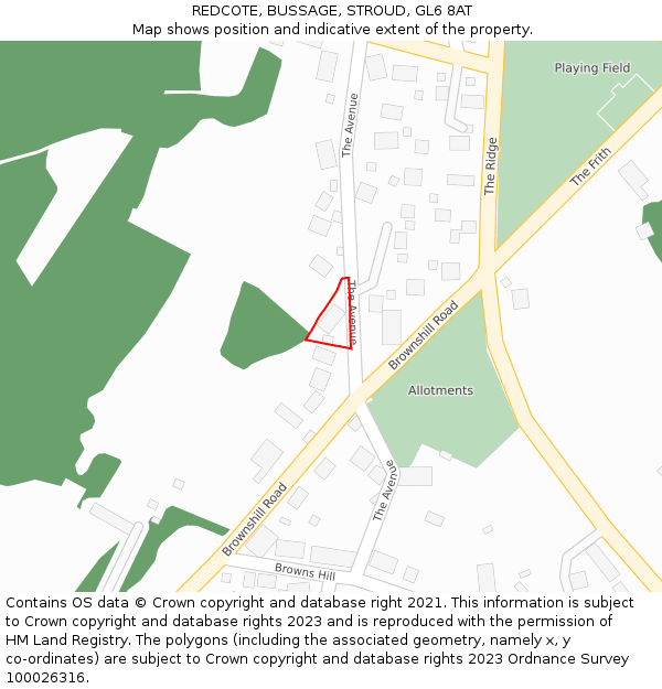 REDCOTE, BUSSAGE, STROUD, GL6 8AT: Location map and indicative extent of plot