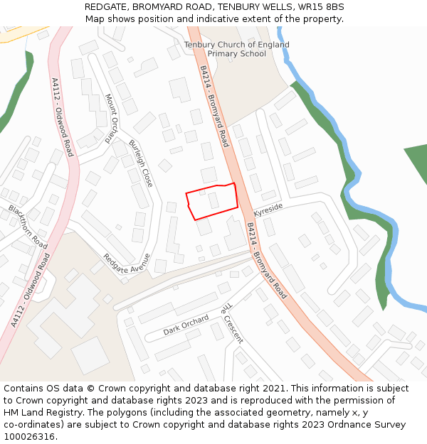 REDGATE, BROMYARD ROAD, TENBURY WELLS, WR15 8BS: Location map and indicative extent of plot