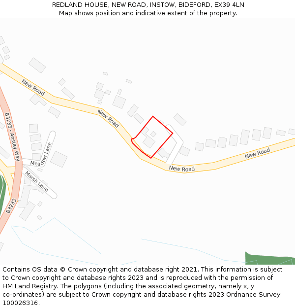 REDLAND HOUSE, NEW ROAD, INSTOW, BIDEFORD, EX39 4LN: Location map and indicative extent of plot