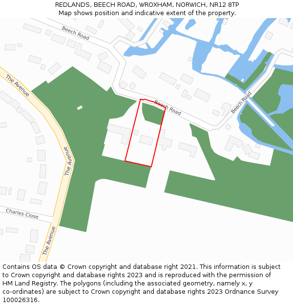REDLANDS, BEECH ROAD, WROXHAM, NORWICH, NR12 8TP: Location map and indicative extent of plot