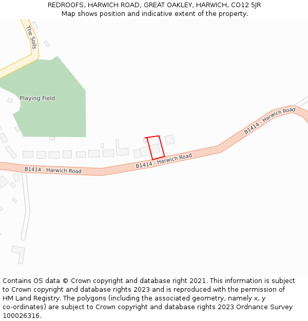 REDROOFS, HARWICH ROAD, GREAT OAKLEY, HARWICH, CO12 5JR: Location map and indicative extent of plot