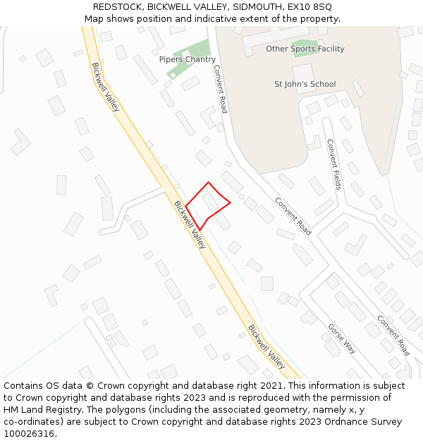 REDSTOCK, BICKWELL VALLEY, SIDMOUTH, EX10 8SQ: Location map and indicative extent of plot