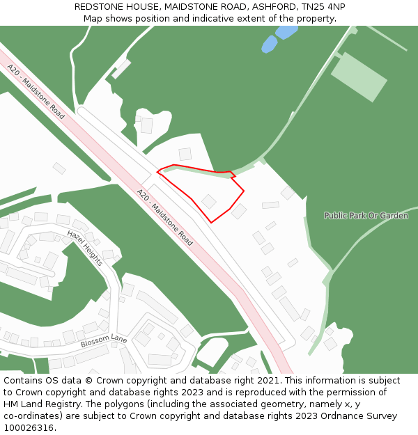 REDSTONE HOUSE, MAIDSTONE ROAD, ASHFORD, TN25 4NP: Location map and indicative extent of plot