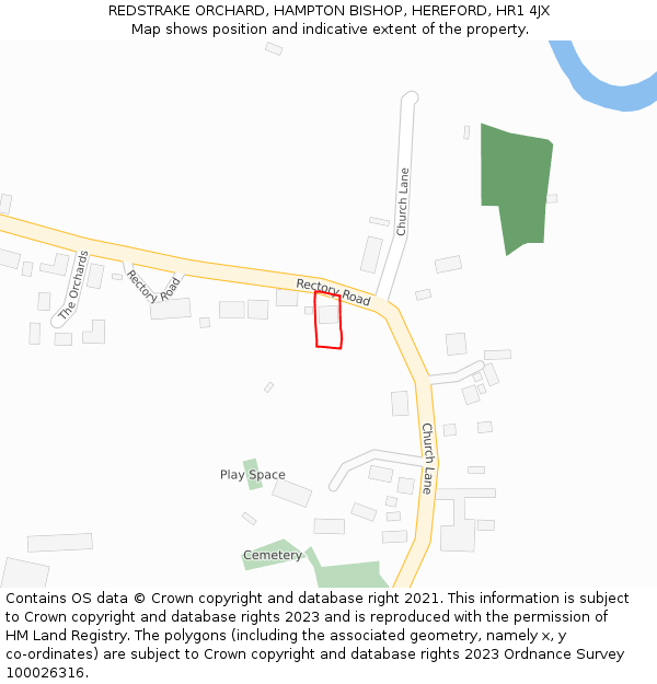 REDSTRAKE ORCHARD, HAMPTON BISHOP, HEREFORD, HR1 4JX: Location map and indicative extent of plot