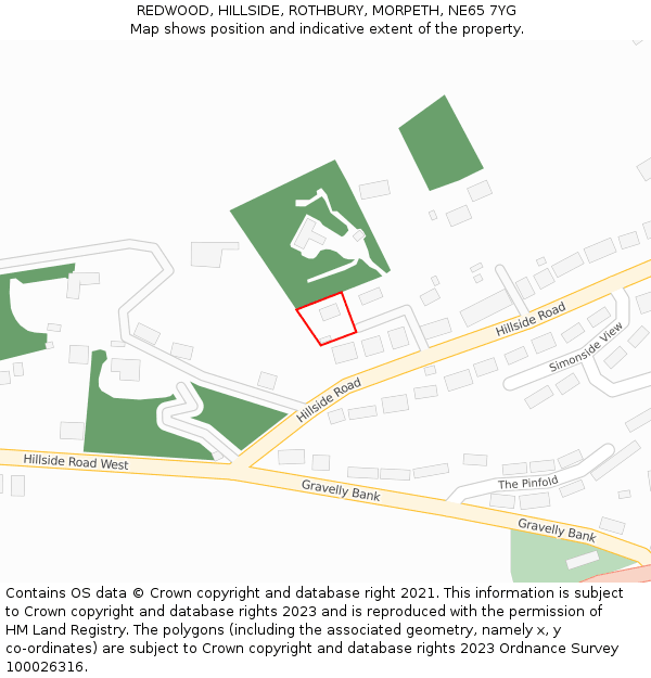 REDWOOD, HILLSIDE, ROTHBURY, MORPETH, NE65 7YG: Location map and indicative extent of plot