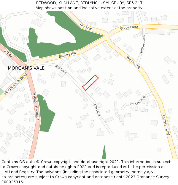 REDWOOD, KILN LANE, REDLYNCH, SALISBURY, SP5 2HT: Location map and indicative extent of plot