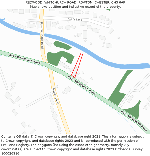 REDWOOD, WHITCHURCH ROAD, ROWTON, CHESTER, CH3 6AF: Location map and indicative extent of plot