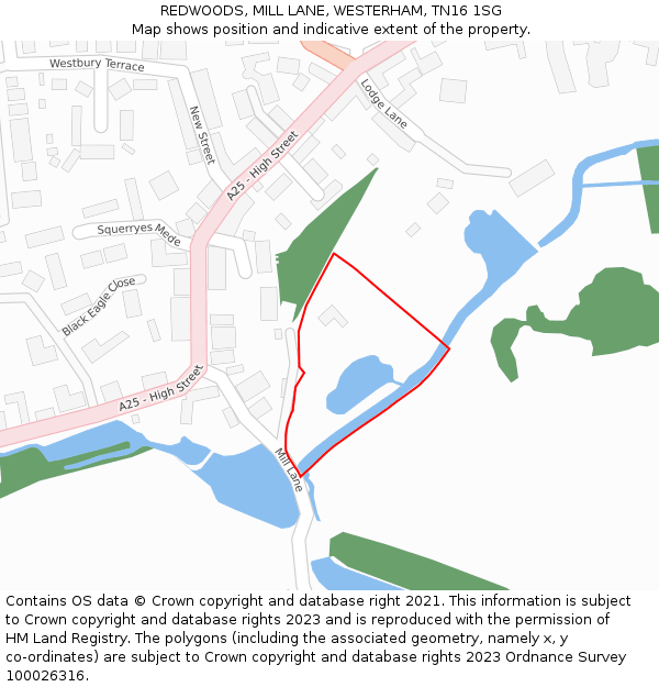 REDWOODS, MILL LANE, WESTERHAM, TN16 1SG: Location map and indicative extent of plot