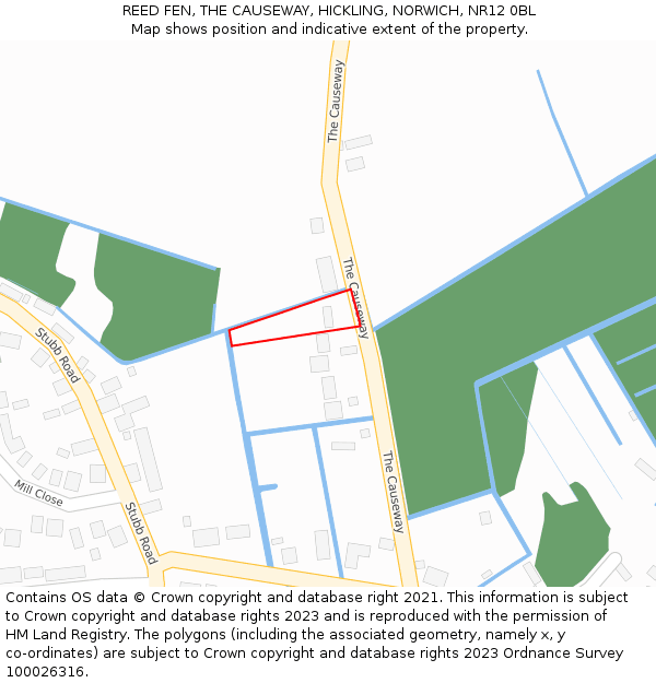 REED FEN, THE CAUSEWAY, HICKLING, NORWICH, NR12 0BL: Location map and indicative extent of plot