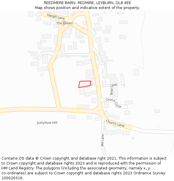 REEDMERE BARN, REDMIRE, LEYBURN, DL8 4EE: Location map and indicative extent of plot