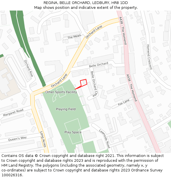 REGINA, BELLE ORCHARD, LEDBURY, HR8 1DD: Location map and indicative extent of plot