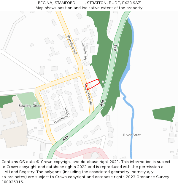 REGINA, STAMFORD HILL, STRATTON, BUDE, EX23 9AZ: Location map and indicative extent of plot