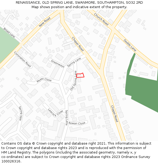 RENAISSANCE, OLD SPRING LANE, SWANMORE, SOUTHAMPTON, SO32 2RD: Location map and indicative extent of plot