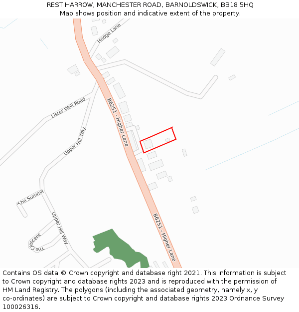 REST HARROW, MANCHESTER ROAD, BARNOLDSWICK, BB18 5HQ: Location map and indicative extent of plot