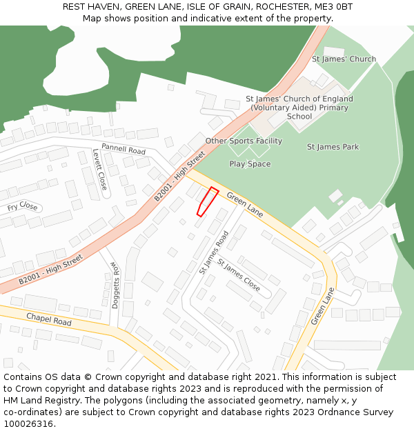 REST HAVEN, GREEN LANE, ISLE OF GRAIN, ROCHESTER, ME3 0BT: Location map and indicative extent of plot