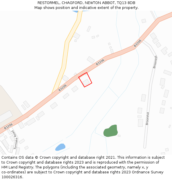 RESTORMEL, CHAGFORD, NEWTON ABBOT, TQ13 8DB: Location map and indicative extent of plot