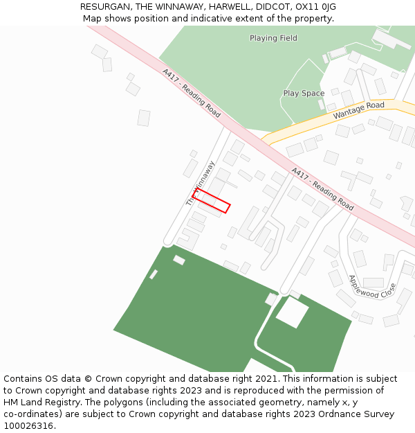 RESURGAN, THE WINNAWAY, HARWELL, DIDCOT, OX11 0JG: Location map and indicative extent of plot