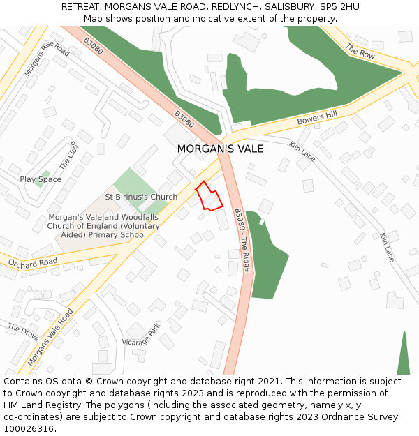 RETREAT, MORGANS VALE ROAD, REDLYNCH, SALISBURY, SP5 2HU: Location map and indicative extent of plot