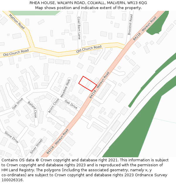 RHEA HOUSE, WALWYN ROAD, COLWALL, MALVERN, WR13 6QG: Location map and indicative extent of plot