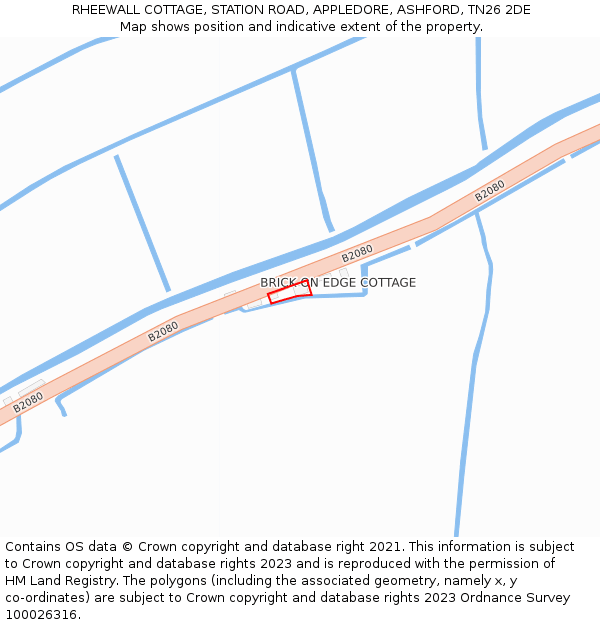 RHEEWALL COTTAGE, STATION ROAD, APPLEDORE, ASHFORD, TN26 2DE: Location map and indicative extent of plot