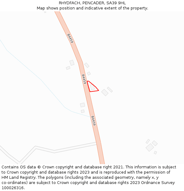 RHYDFACH, PENCADER, SA39 9HL: Location map and indicative extent of plot