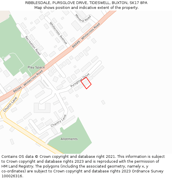 RIBBLESDALE, PURSGLOVE DRIVE, TIDESWELL, BUXTON, SK17 8PA: Location map and indicative extent of plot