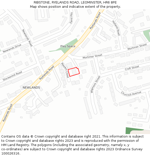 RIBSTONE, RYELANDS ROAD, LEOMINSTER, HR6 8PE: Location map and indicative extent of plot