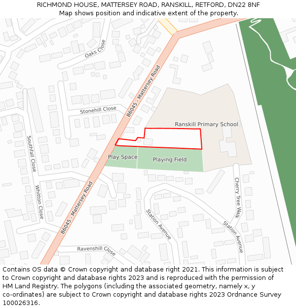 RICHMOND HOUSE, MATTERSEY ROAD, RANSKILL, RETFORD, DN22 8NF: Location map and indicative extent of plot