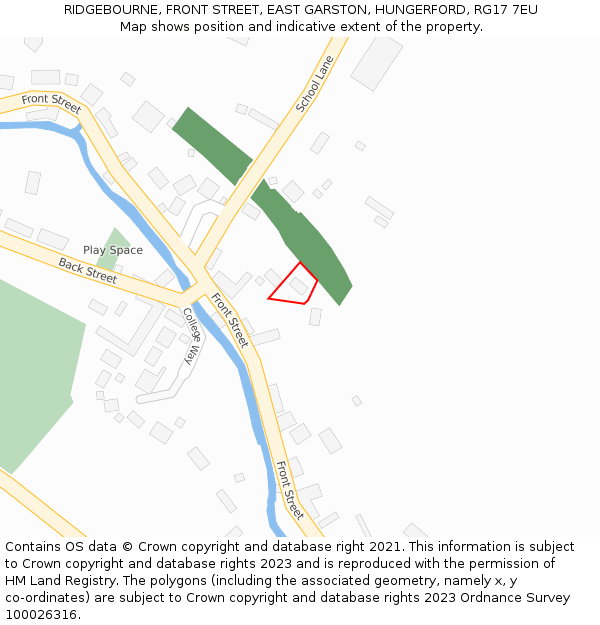 RIDGEBOURNE, FRONT STREET, EAST GARSTON, HUNGERFORD, RG17 7EU: Location map and indicative extent of plot