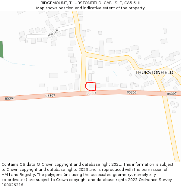 RIDGEMOUNT, THURSTONFIELD, CARLISLE, CA5 6HL: Location map and indicative extent of plot