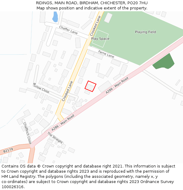 RIDINGS, MAIN ROAD, BIRDHAM, CHICHESTER, PO20 7HU: Location map and indicative extent of plot