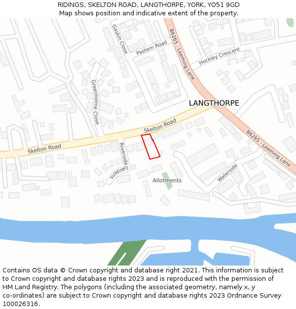 RIDINGS, SKELTON ROAD, LANGTHORPE, YORK, YO51 9GD: Location map and indicative extent of plot