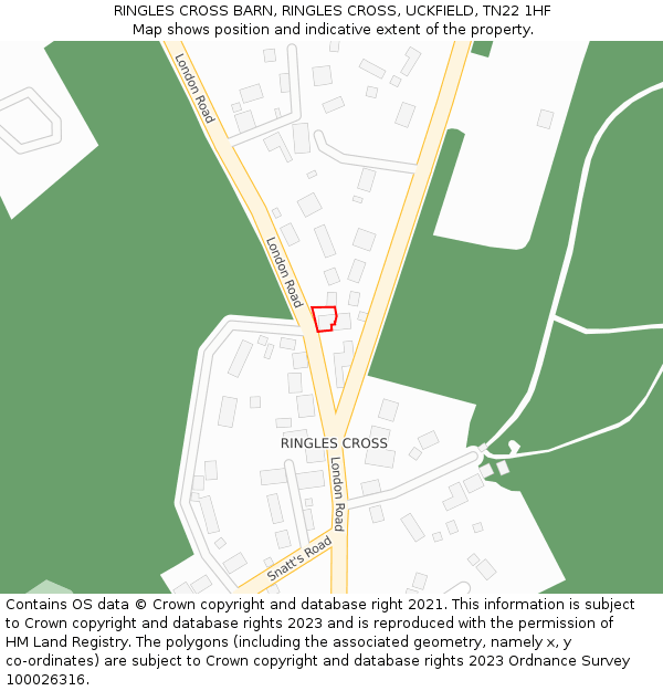 RINGLES CROSS BARN, RINGLES CROSS, UCKFIELD, TN22 1HF: Location map and indicative extent of plot