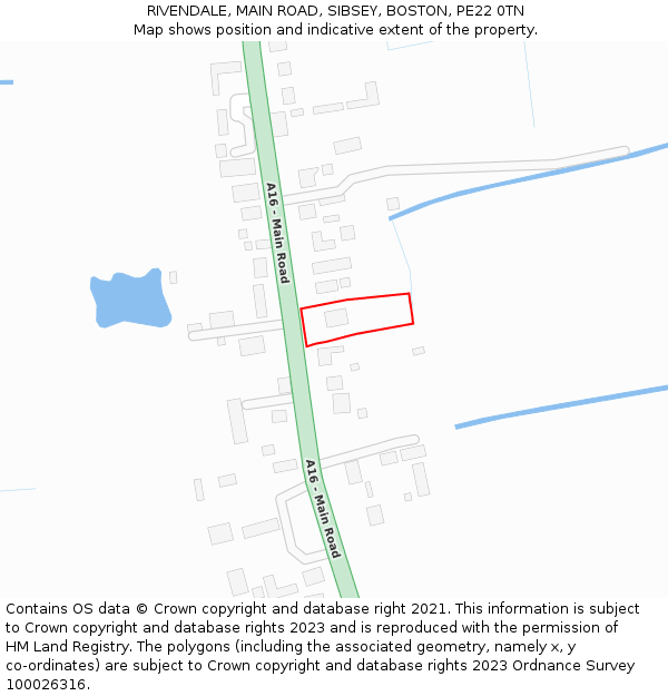 RIVENDALE, MAIN ROAD, SIBSEY, BOSTON, PE22 0TN: Location map and indicative extent of plot