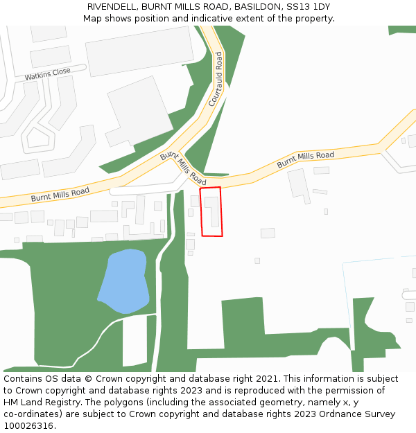 RIVENDELL, BURNT MILLS ROAD, BASILDON, SS13 1DY: Location map and indicative extent of plot