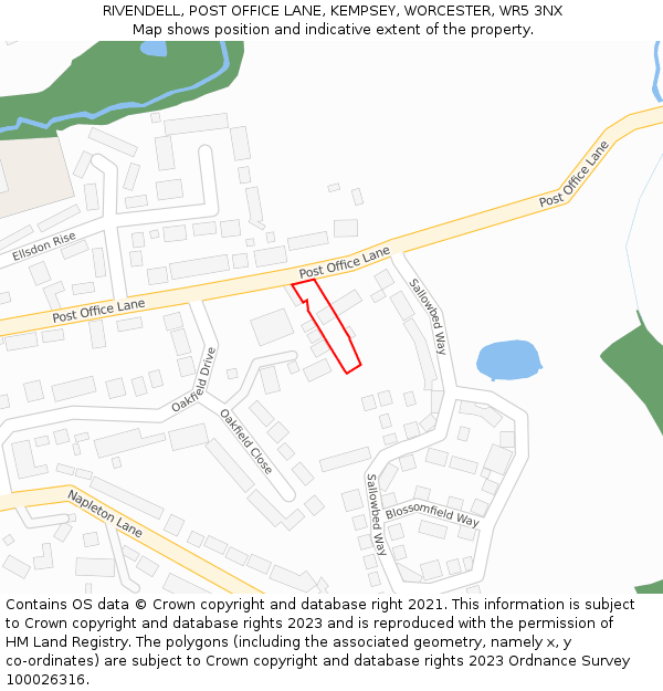 RIVENDELL, POST OFFICE LANE, KEMPSEY, WORCESTER, WR5 3NX: Location map and indicative extent of plot