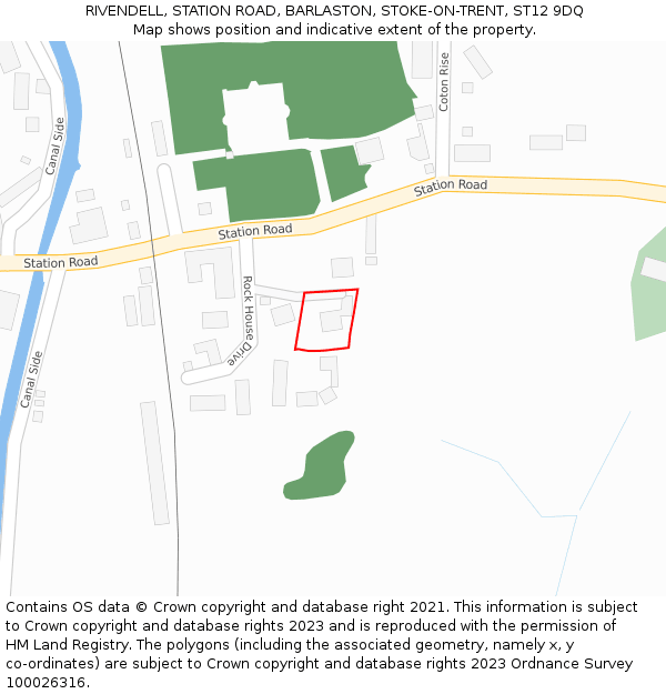 RIVENDELL, STATION ROAD, BARLASTON, STOKE-ON-TRENT, ST12 9DQ: Location map and indicative extent of plot