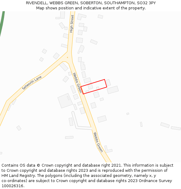 RIVENDELL, WEBBS GREEN, SOBERTON, SOUTHAMPTON, SO32 3PY: Location map and indicative extent of plot