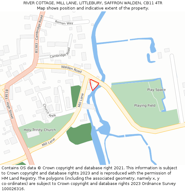 RIVER COTTAGE, MILL LANE, LITTLEBURY, SAFFRON WALDEN, CB11 4TR: Location map and indicative extent of plot