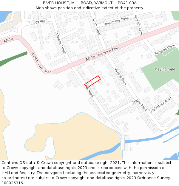 RIVER HOUSE, MILL ROAD, YARMOUTH, PO41 0RA: Location map and indicative extent of plot