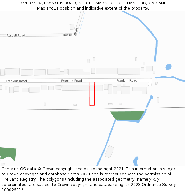 RIVER VIEW, FRANKLIN ROAD, NORTH FAMBRIDGE, CHELMSFORD, CM3 6NF: Location map and indicative extent of plot