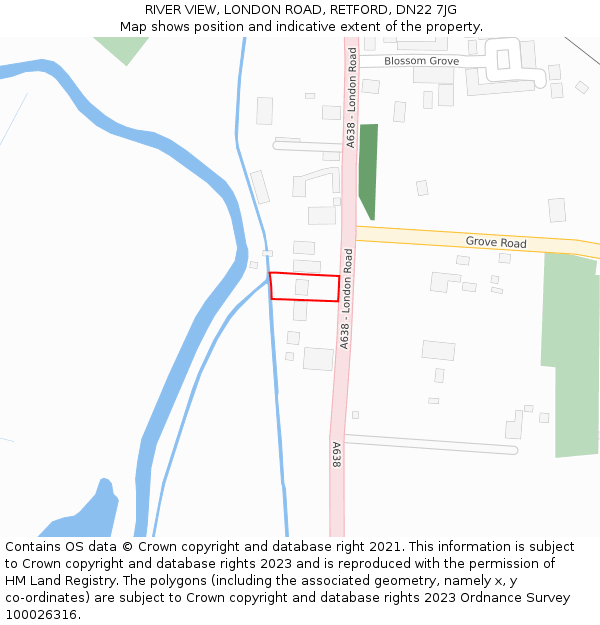 RIVER VIEW, LONDON ROAD, RETFORD, DN22 7JG: Location map and indicative extent of plot