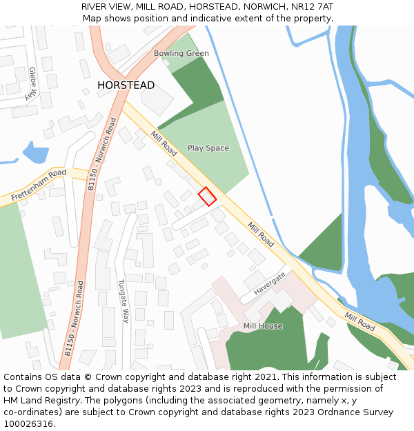 RIVER VIEW, MILL ROAD, HORSTEAD, NORWICH, NR12 7AT: Location map and indicative extent of plot