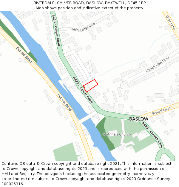 RIVERDALE, CALVER ROAD, BASLOW, BAKEWELL, DE45 1RP: Location map and indicative extent of plot