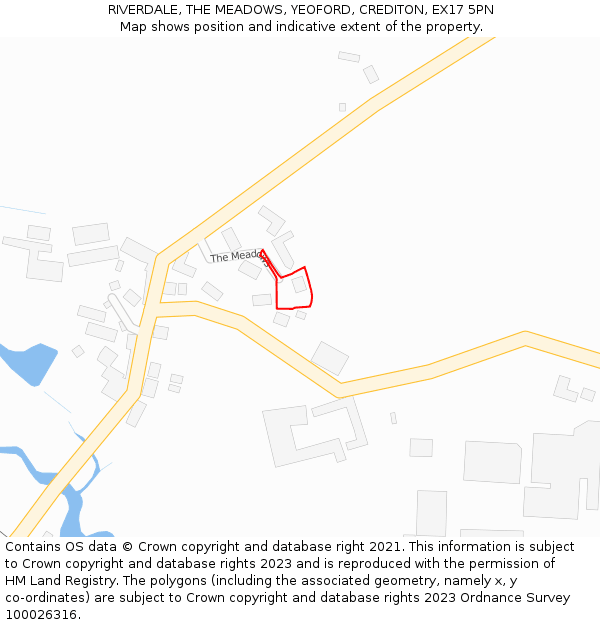 RIVERDALE, THE MEADOWS, YEOFORD, CREDITON, EX17 5PN: Location map and indicative extent of plot