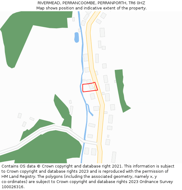 RIVERMEAD, PERRANCOOMBE, PERRANPORTH, TR6 0HZ: Location map and indicative extent of plot